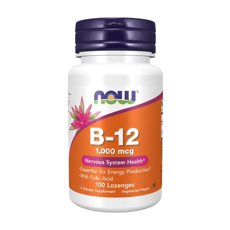 Vitamine B12 met foliumzuur NOW, 1000 µg (100 zuigtabletten)
