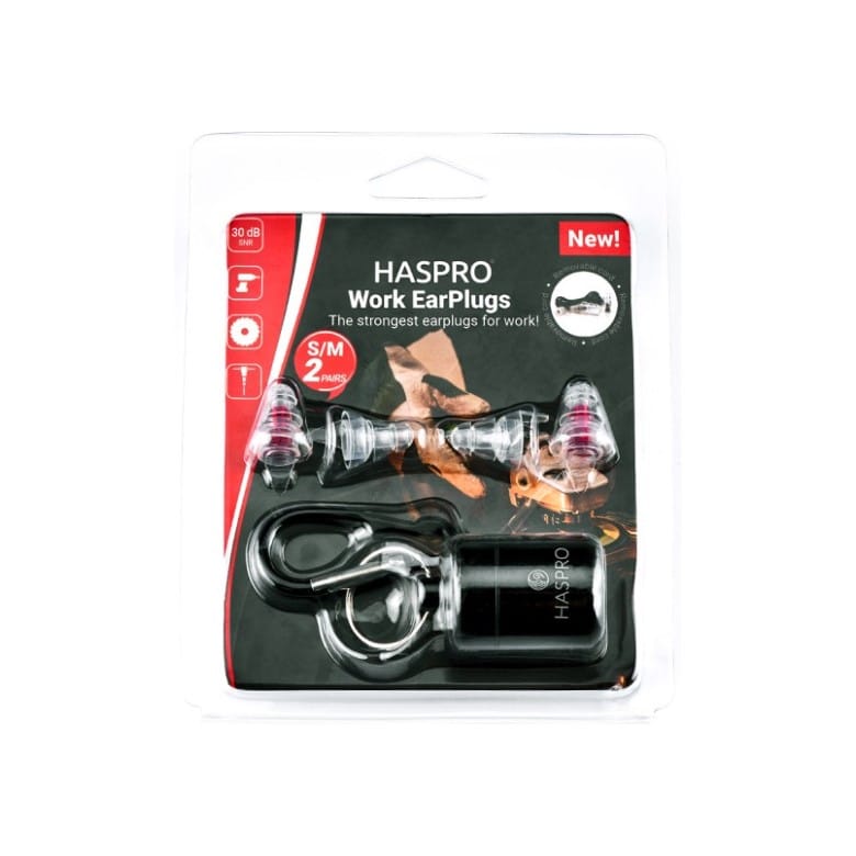 Oordoppen voor het werk – transparant, siliconen Work Haspro (2 paar, S/M)