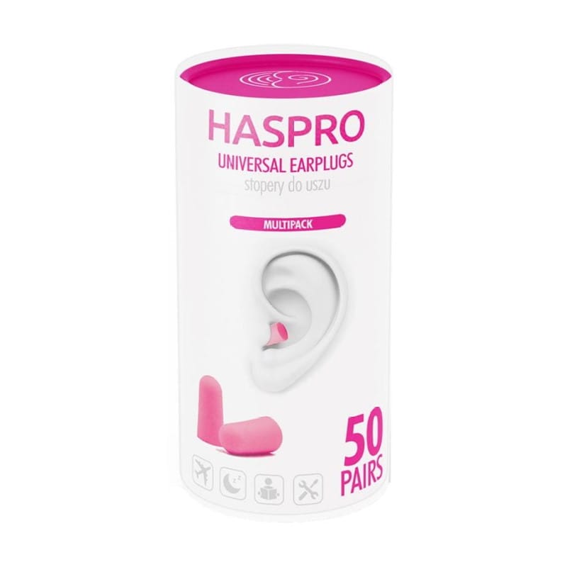 Schuim oordopjes Tube50 - roze kleur, Haspro (100 stuks)