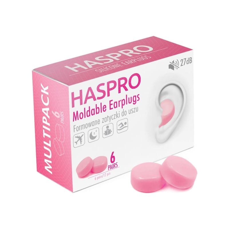 Siliconen oordopjes Mold6 - roze kleur Haspro (12 stuks)